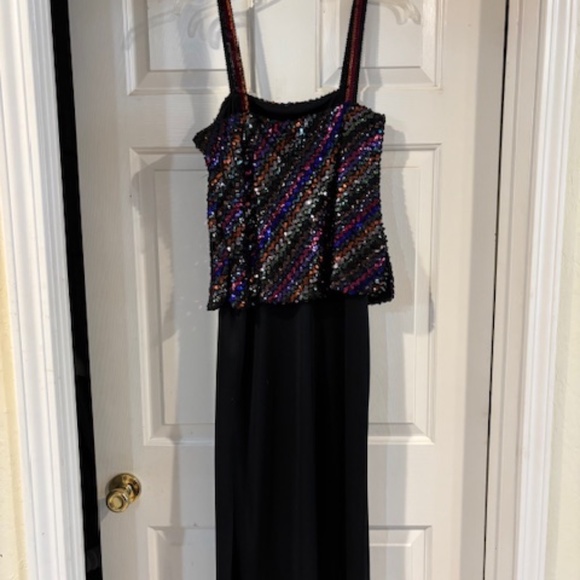 Lee Joran New York sequin(multi color) Black dress (small/med) - Picture 1 of 3